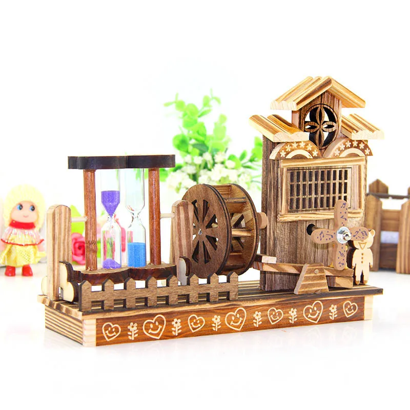 

New Style Music Box Wood Crafts Ornament Creative Students Gift Octave Windmill Boutique Birthday Gift Wholesale