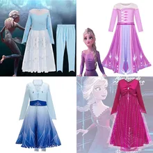 Новейший костюм Снежной Королевы 2, платье принцессы Эльзы, Анны, костюм Эльзы, карнавальный костюм с аксессуарами, парик Олафа, приключения