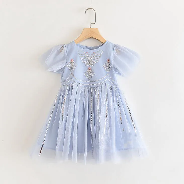2020 New Kids Baby Fairy Sequined Mesh Dresses Princess Girls Summer Fashion Clothes 6 pcs/lot Wholesale | Детская одежда и обувь
