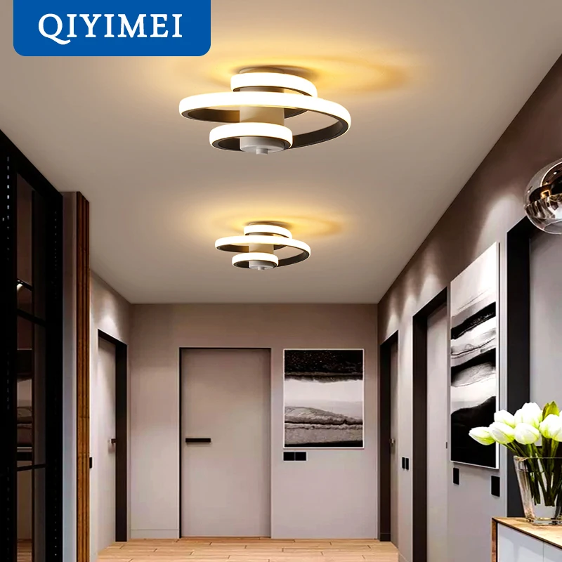 Luces Led de techo para entrada de casa, lámparas de pasillo, dormitorio, blanco y negro, accesorios de iluminación interior, de entrada - Luces e iluminación