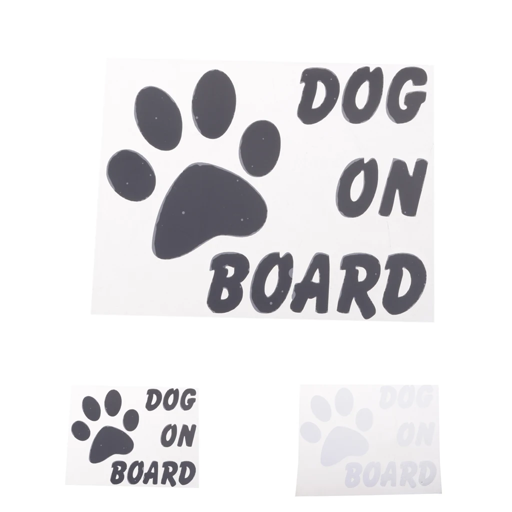 DOG ON BOARD Footprint Reflective Car Window Sticker Decal Decoration