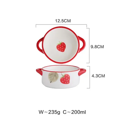 Керамические обеденные тарелки с милым принтом клубники креативные в глазурованной посуды набор Япония стиль посуда и тарелки наборы столовых приборов - Цвет: 3.8 inch bowl