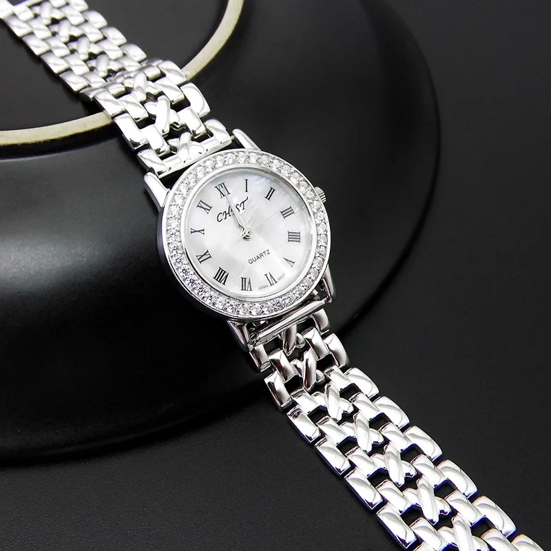 Бренд Топ новые роскошные женские часы из стерлингового серебра 925 пробы кварцевые женские часы модные простые популярные Ультра-тонкие женские часы - Цвет: 89925-1