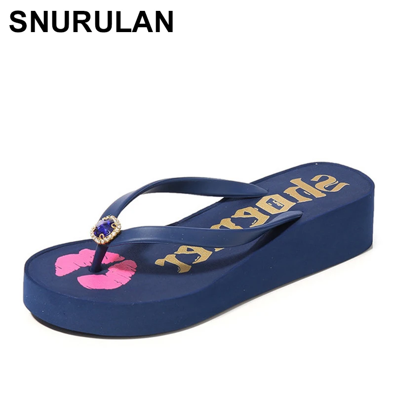 

Женские пляжные шлепанцы SNURULANWomen, сандалии на платформе, модные летние на танкетке, повседневные тапочки для отдыха