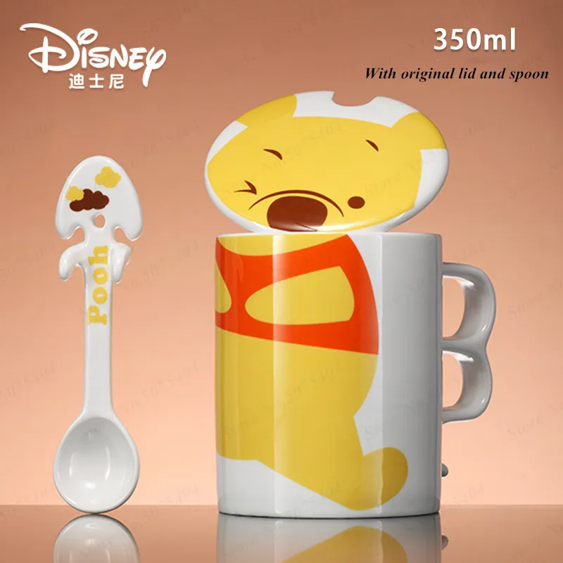 Дисней Винни-Пух чашка мультфильм керамическая чашка с крышкой и ложкой милый молочный кофе чашка детская чашка с коробкой Рождественский подарок