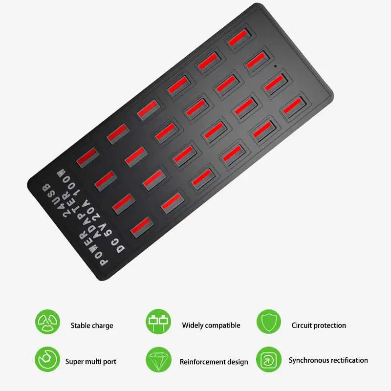 Зарядное устройство USB Multi для iphone samsung 20A быстрая зарядная станция для huawei xiaomi планшеты сетевой коммутатор с 24 портами зарядное Смарт-устройство eu us uk вилкой
