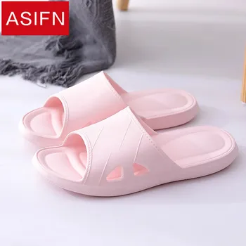 

ASIFN Women home Slippers Soft Bottom Comfortable Men's slides Bathroom Non-slip Indoor Hollow Solid Color Wear Summer Sandals