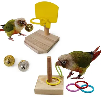 

Bird Training Toy Basketball Tabletop Toy for Parrot Color Ring Stacking Toys Parrot Chew Ball Toy Intelligence Bird Cage Toy
