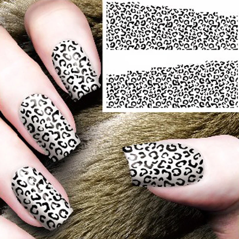 1 черный леопард Маникюр Наклейка переводная Вода Наклейка Красота конверт полное украшение ногтей