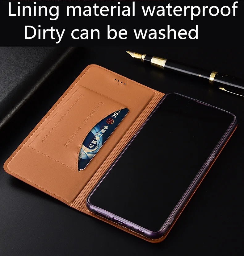 Empfohlen uDKbG Genuine Leather Phone Case Credit Card Slot Holder For Xiaomi Redmi Note 8 Case For Xiaomi Redmi Note 8 Pro Flip Cover Coque
