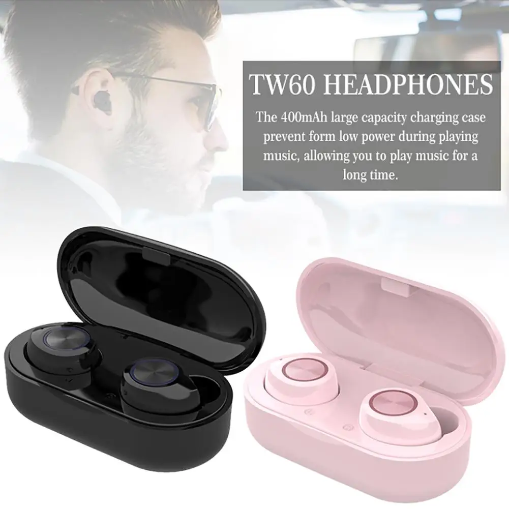 TW60 беспроводные наушники tws Bluetooth 5 0 сенсорная гарнитура Спортивная Черные