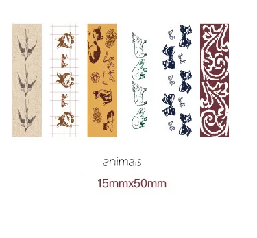 animals 15mmX50mm 1 упаковка Kawaii Милая Цветочная сетка в полоску лук маркер стикер карточки для планировщика дневник канцелярские принадлежности пуля журнал sl2121 - Цвет: animals 15mmX50mm