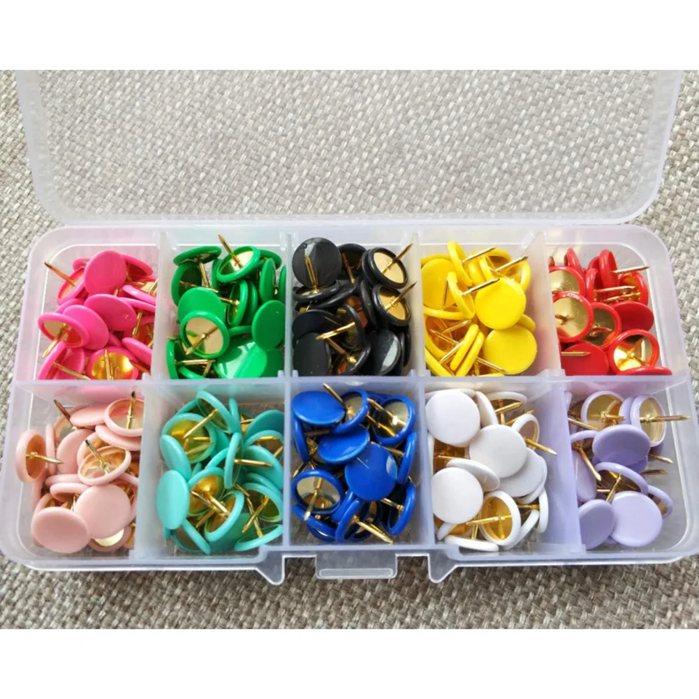 

300pcs Notice Photo Multi Colors Craft Decorative Metal Point Office Wall Map School Push Pin Round Head Drawing