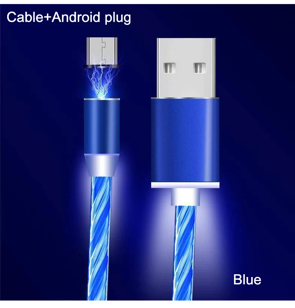Магнитный Micro USB кабель для мобильного телефона светодиодный кабель для быстрой зарядки usb type-C Магнитный шнур для зарядного устройства для iPhone samsung - Цвет: A