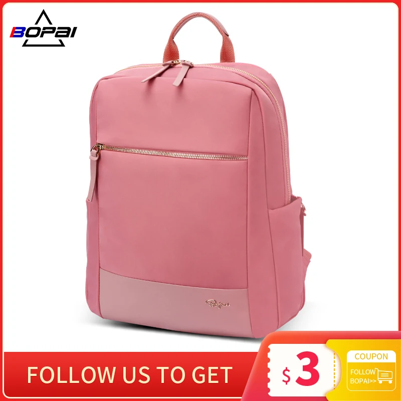 Laptop Backpack Pink BOPAI Female Waterproof Women Bags Teenager Travel Girls School