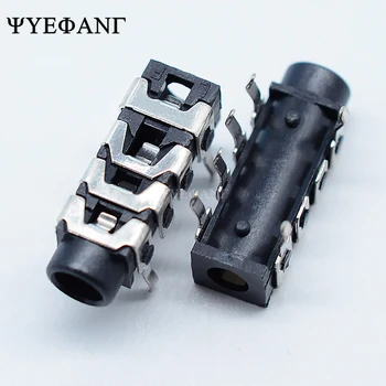 

10pcs PJ-313B PJ313B Headphone Jack 3.5mm 6 Contacts 4 Conductors Stereo Audio Socket Through Hole 4 Poles Audio Plug