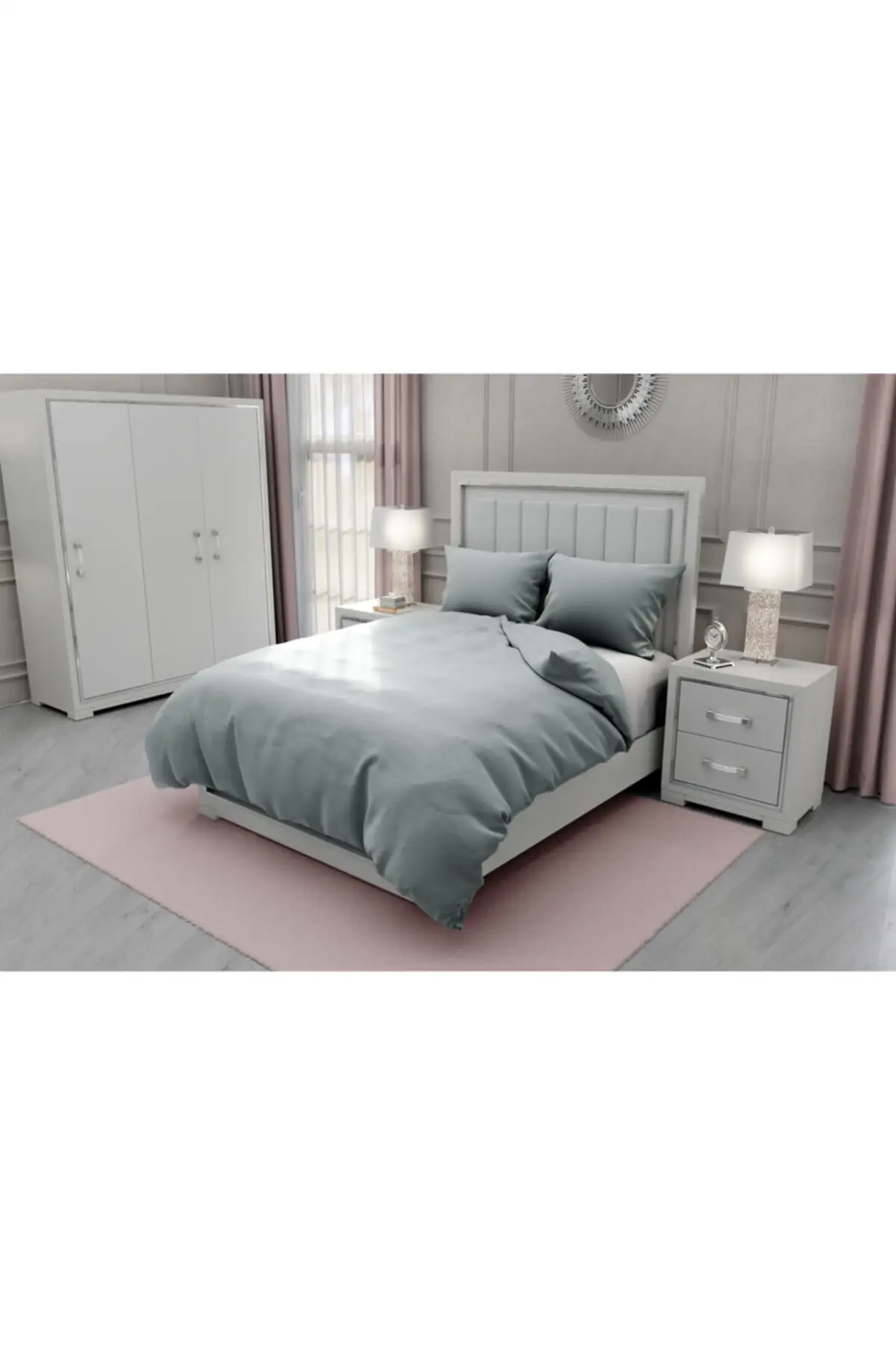 

Satin Mint Green Duvet Cover Set Cotton-Satin 200x220 Bed Room Textile Home & Furniture