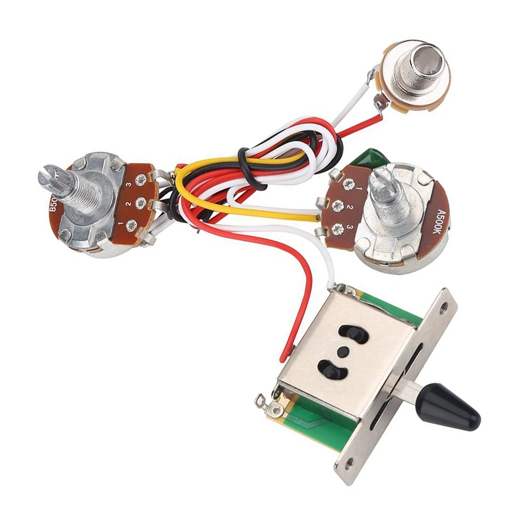 Electric Guitar Wiring Harness Pre-wired Kit 3 Way Toggle Switch 500K Pots 1T1V