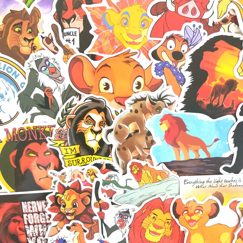 

50pcs The Lion King Anime Cartoon Stickers Toy Luggage PVC Waterproof Sticker Motorcycle and Luggage Notebook Sticker