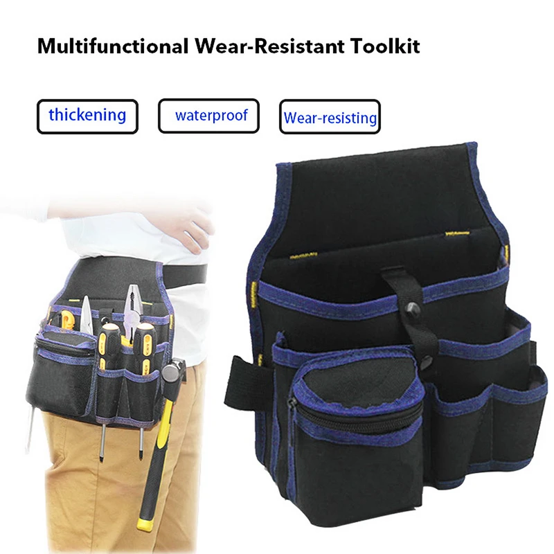 Multifunctional Tool Pouch Waterproof Hardware Electrician Toolkit Drill Holster Waist Oxford Cloth Wrench Screwdriver Tool Bag bucket tool bag Tool Storage Items