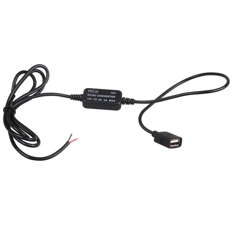 Single USB Female DC 12 В до 5 В Инвертор преобразователь понижающий USB Женский жесткий провод автомобильное зарядное устройство кабель для gps планшет телефон DVR рекордер камера - Название цвета: Single USB Female