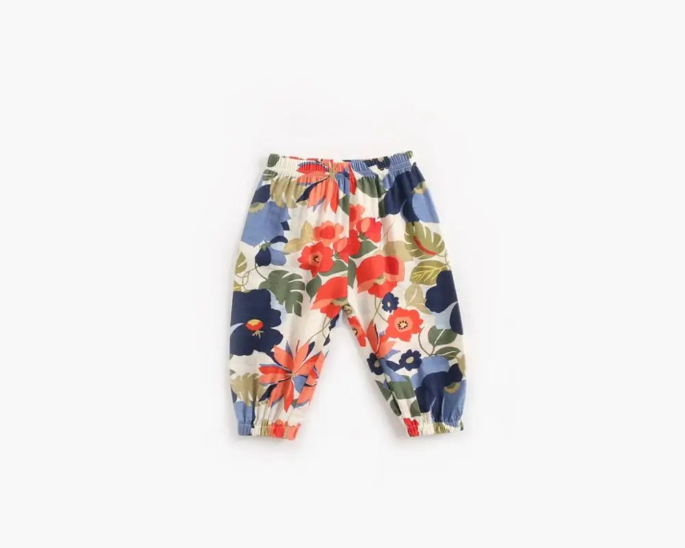 Summer children's mosquito-proof pants floral female baby lantern pants baby pajama pants long pants thin trend children's cloth