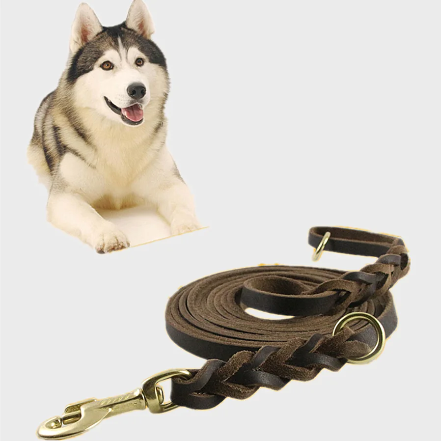 #*Cheap 4.3M Braided Leather Dog Leash Pet K9 Walking Training Leash Lead For Medium Large Dogs German Shepherd Gift Dog Training