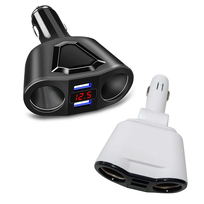 Автомобильное зарядное устройство 2 USB прикуриватель розетка сплиттер адаптер для смартфона автомобиля QJY99