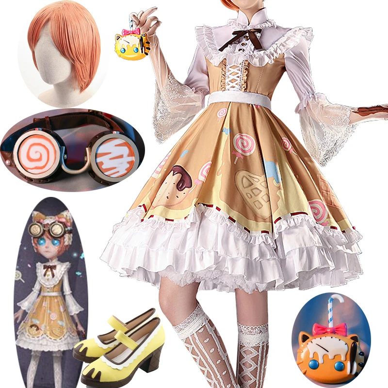 

Game Identity V cos Tracy Reznik Sugar Girl Lolita Dress Lovely Uniform Cosplay Costume Halloween Women Dailydress Wig and shoes