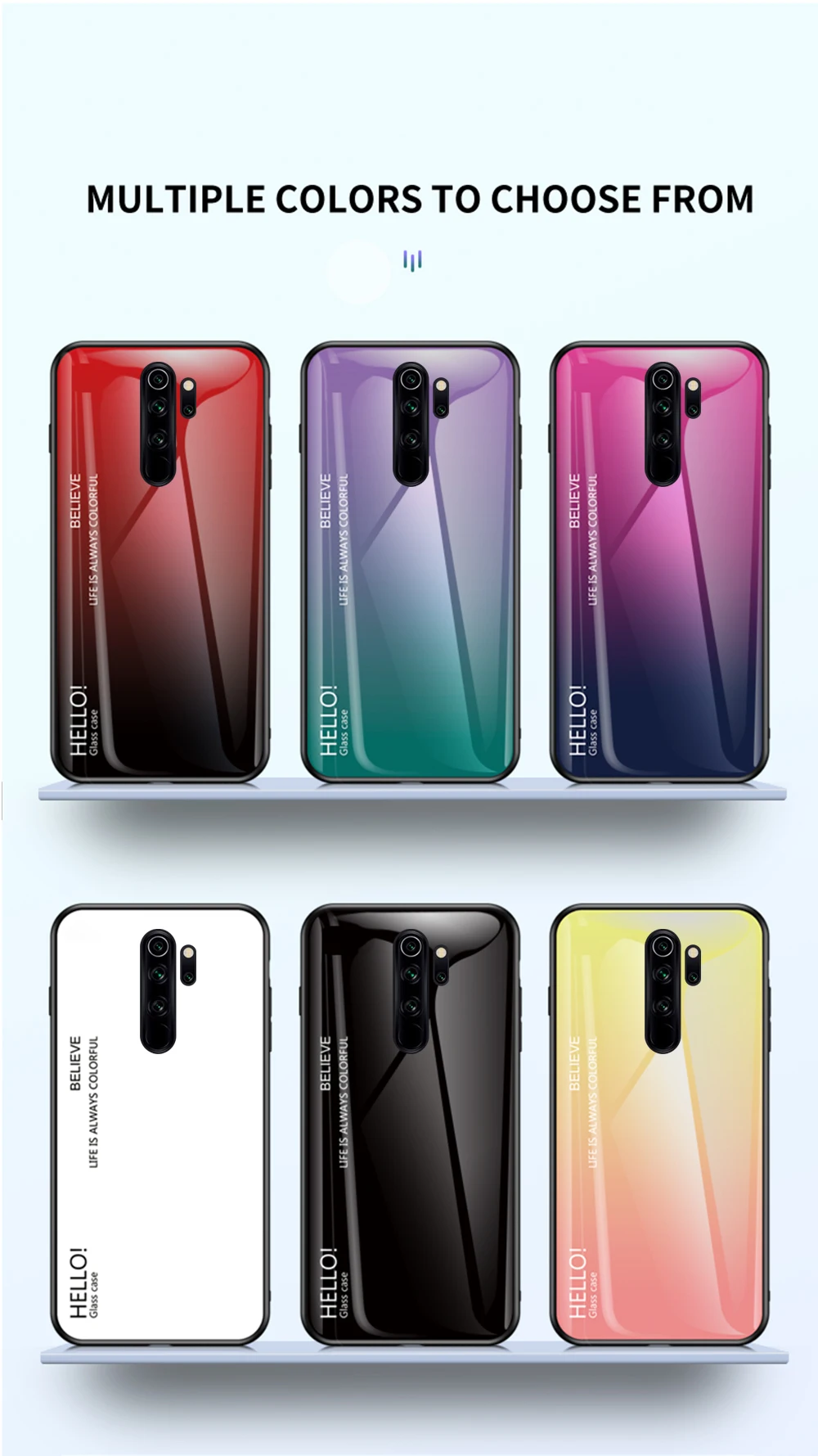 Tempered Glass Case For Xiaomi Redmi Note 8 Pro Case K20 Gradient Color Cover For Xiaomi Note 8T Mi 10 9T CC9 Pro Mi 9 lite Case xiaomi leather case custom