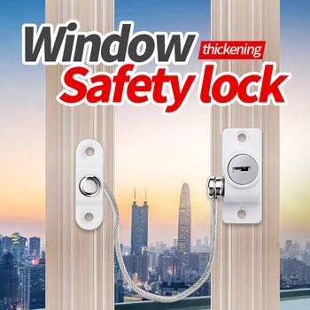 

JZPENG window protection lock ventilation anti-theft chain wire inside and outside window stoppers child baby safety lock anti-f