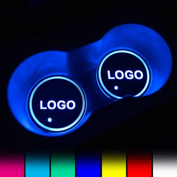 

2pc LED Car Logo Cup Holder Luminous Drink Coaster for Citroen Corvette Dacia Daewoo Mini Rolls Royce Mg Proton Car Accessories