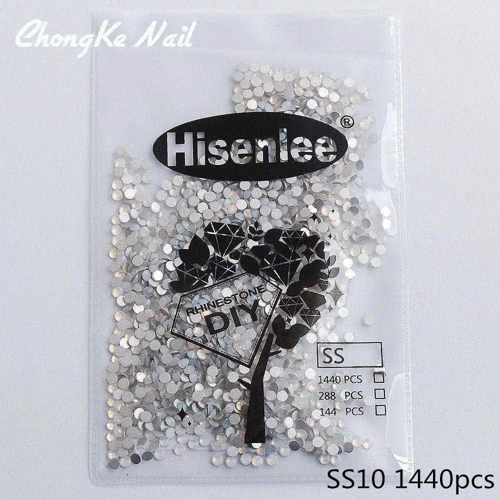 SS10 1440pcs Высокое качество, 1 упаковка, много размеров, SS3-SS30, снежный опал, без тепла, фиксированное плоское стекло, горный хрусталь, 3D Шарм, сделай сам, украшение для ногтей - Цвет: SS10 1440pcs
