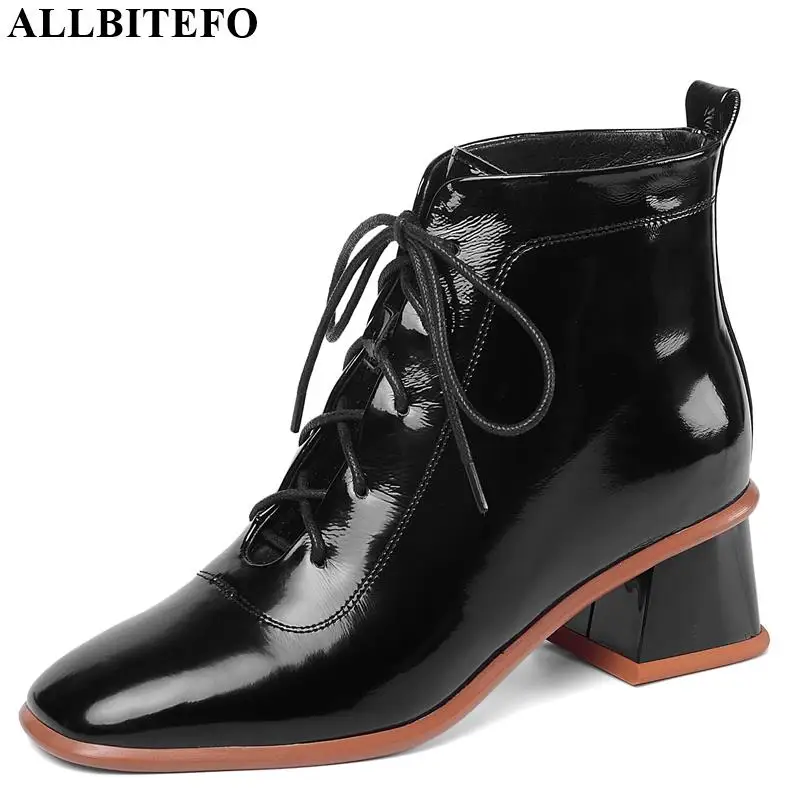 

ALLBITEFO Frenulum full genuine leather new leisure women boots concise ankle boots new Autumn Winter girls causal boots