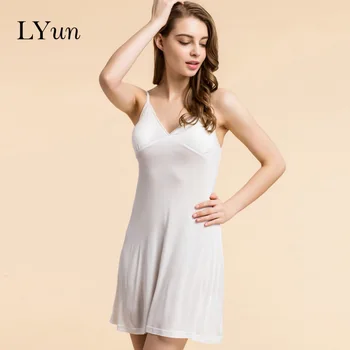 

LYun spring new silk strap nightdress ladies with chest pad mulberry silk double-sided knitted nightdress bottoming skirt
