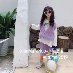 Bei Di Cabin/2019 новый осенний свитер в Корейском стиле для девочек, жилет, юбка, норковая бархатная одежда из 2 предметов