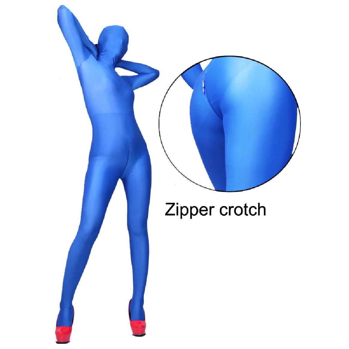 

Woman One-Pieces Zentai Fully Wrapped Clothes Mercerized Elastic Fiber Bodycon Jumpsuit Bodystocking Zipper Open Crotch Bodysuit