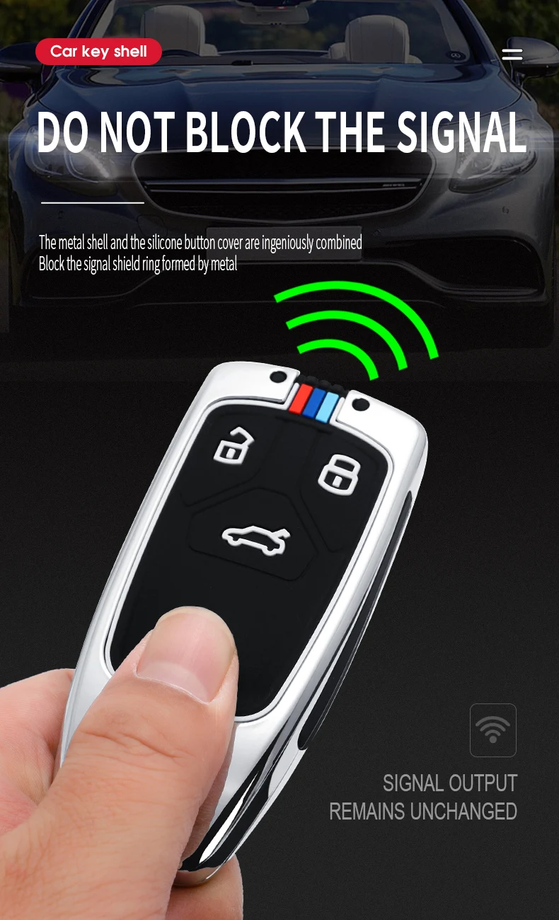 Custodia/cover per Chiave/telecomando in lega di zinco per AUDI A4 A4L A5 Q5 Q7 TT 2016 2017 portachiavi 2016 2017 2018 Styling - H2556ce45388c43bf84d6521c1438d6f55