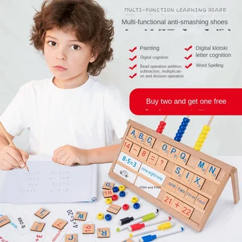 

Children Graffiti Drawing Board Word Spelling Multi-Functional Anti-Smashing Painting Digital Cognitive Wooden Puzzle Toy