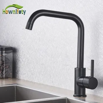

Matte Blacked kitchen Faucet Hot Cold Mixer Crane Tap 360 Rotate Deck Mount for Sink bath basin wash modern Europe Design
