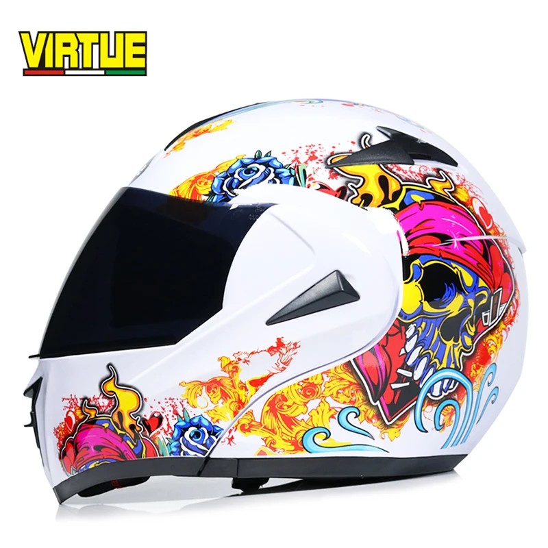 New fashion double lens flip up motorcycle helmet motocross full face helmet racing helmet M L XL XXL - Цвет: b9