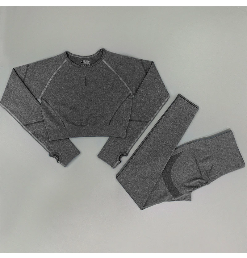 2PCS Seamless Yoga Set Women Tracksuit High Waist Leggings Workout Sportswear Gym Clothing Fitness Crop Top Sports Suits Gym Set