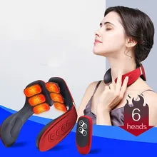 6 головок Neck Massager плеча шейный массажер Многофункциональный Электрический согревающий компресс импульсный защита для шеи с пультом дистанционного управления Управление 6 головок Neck Massager плеча шейный массажер Многофункциональный Электрический согревающий компресс импульсный защита для шеи с пультом дистанционного управления Управление