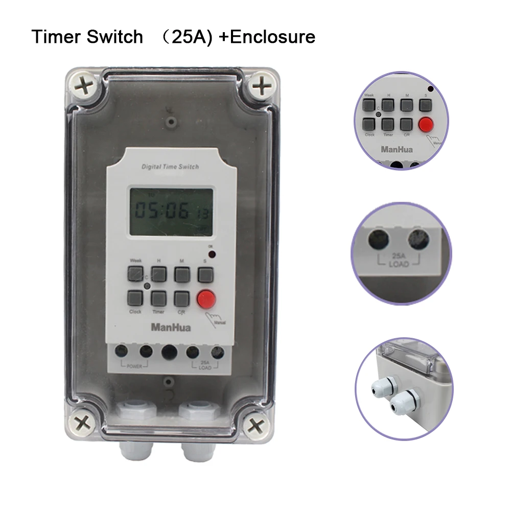 Livre com Interruptor de Temporizador Digital à Prova de Água Mt316se segundo Programável à Prova de Chuva ao ar Manhua 220 v 25a Ip66