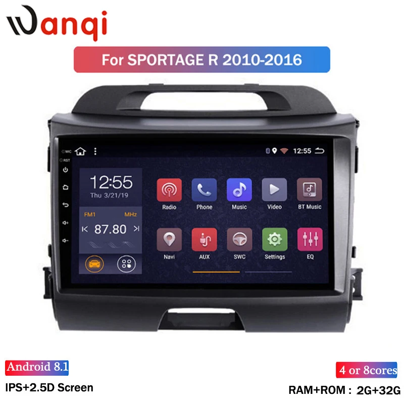 Автомобильная Мультимедийная система Wanqi 9 дюймов 2 + 32 ГБ 8 ядер Android 1 для KIA Sportage R