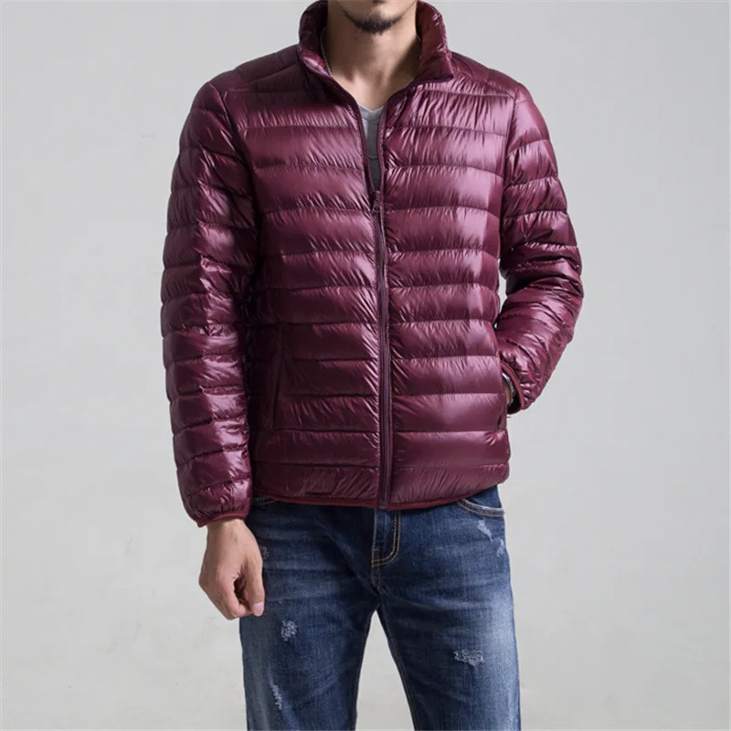  2019 New Fashion Boutique Solid Color Light and Thin Mens Casual Collar Down Jacket White Duck Down