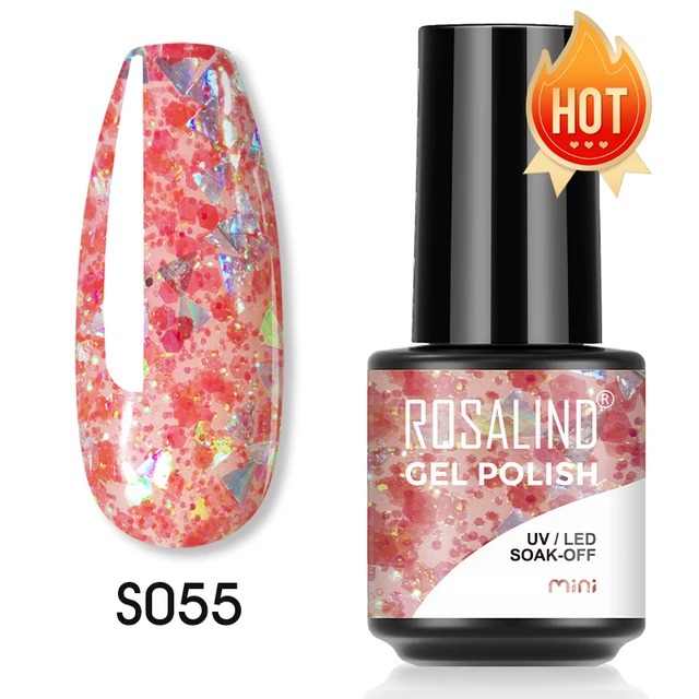 ROSALIND 7ml Gel Polish Semi Permanent Nails Gel Polish Soak Off UV LED Base Top Coat Vernis Nail Art Glitter Gel Varnish SLS-S055