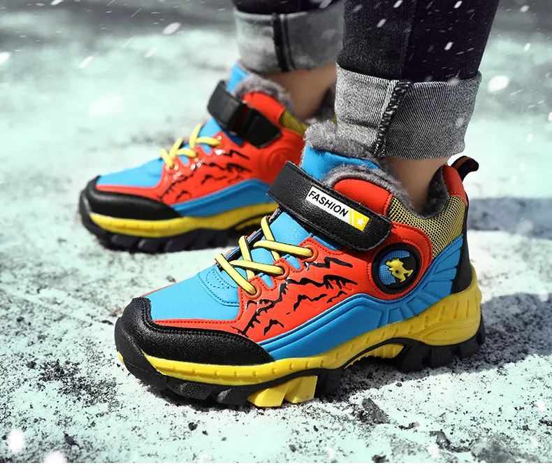 PINSEN 2019 Winter Kids Sneakers boys Outdoor Shoes Hiking Shoes children Shoes Boy Rubber Sole Non-slip Warm Sports Shoes (14)