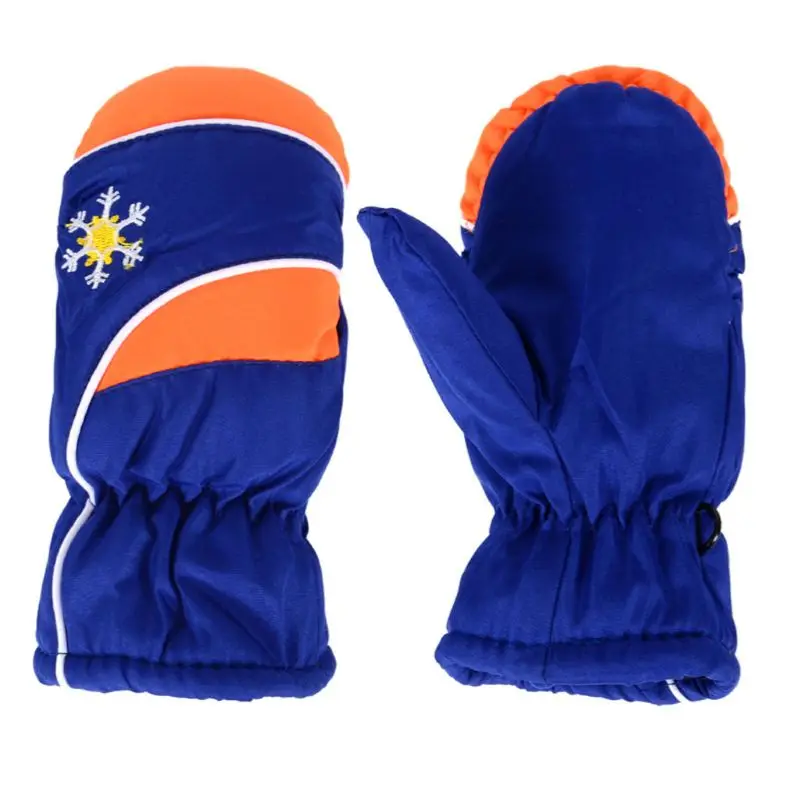 Детские Лыжные варежки водонепроницаемые и ветрозащитные зимние теплые уличные перчатки для детей от 3 до 7 лет - Цвет: Blue