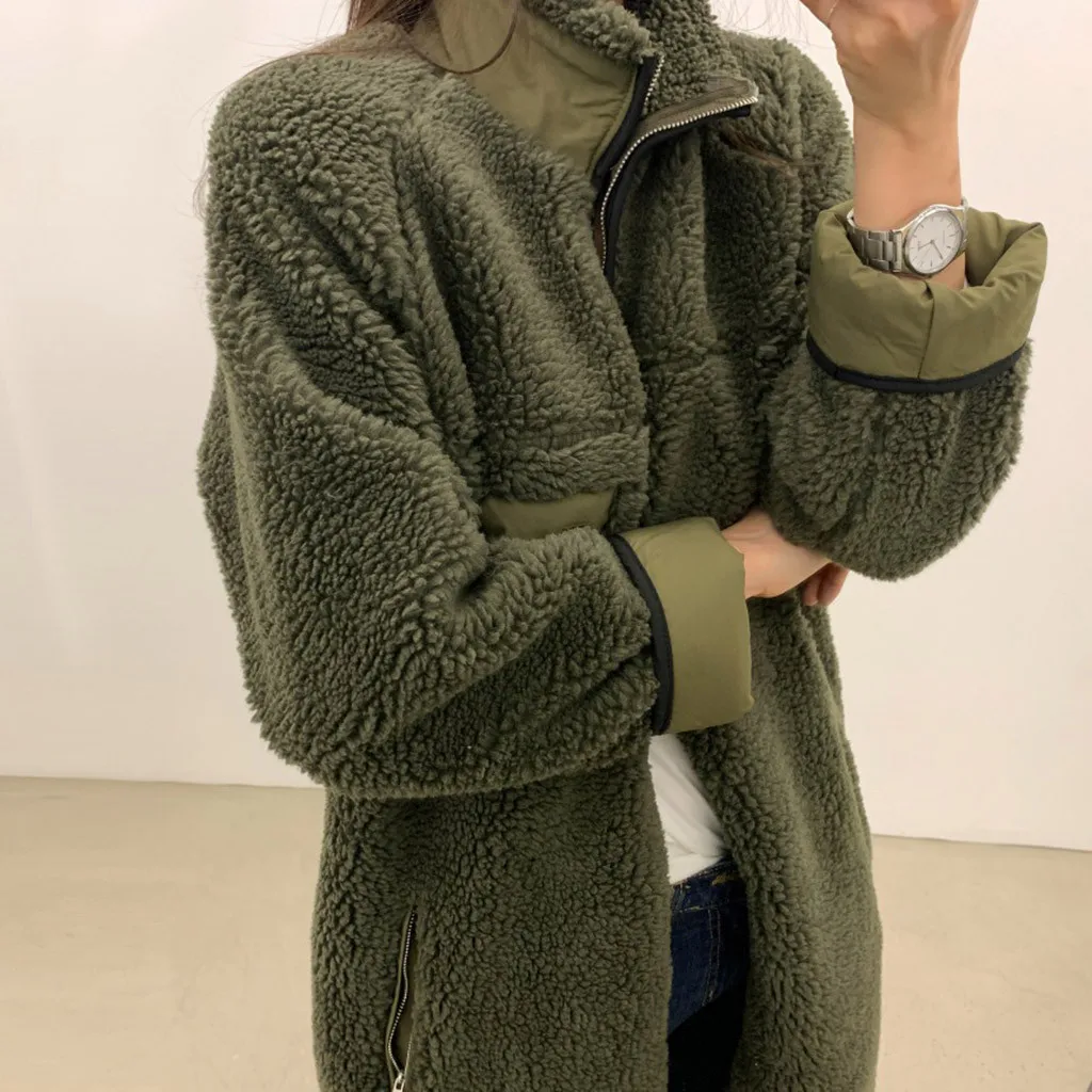Толстое меховое длинное пальто для женщин зимнее теплое свободное плюшевое мягкое пушистое пальто с длинным рукавом из искусственного